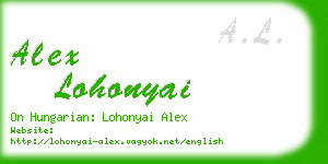 alex lohonyai business card